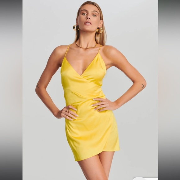 SER.O.YA LEAH SILK DRESS in BRIGHT 💛 yelllw Size‎ Small - Picture 8 of 13